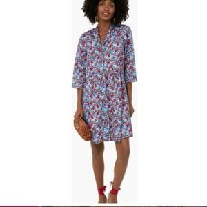 Tuckernuck Royal Garden Shirt Dress Red & Blue Floral XL NWT NEW Americana USA